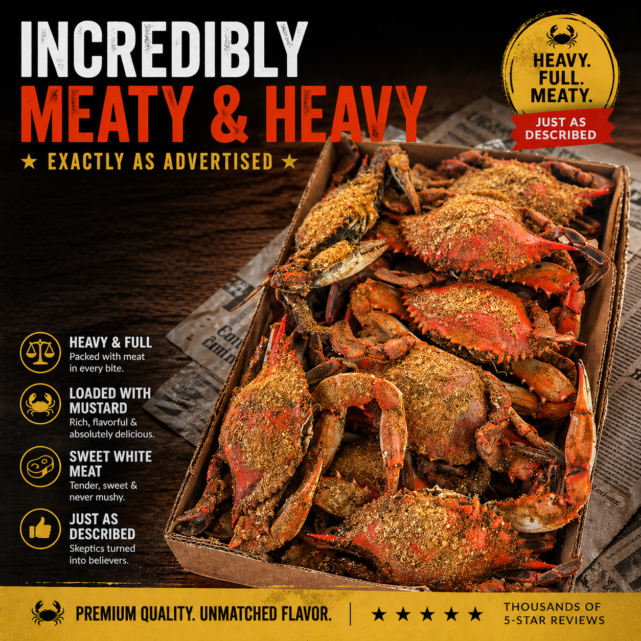 Heavy Male Blue Crabs