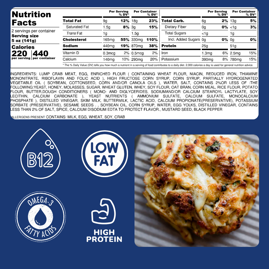 Premium Jumbo Lump 5 oz Crab Cake Bundle (8 Pack)